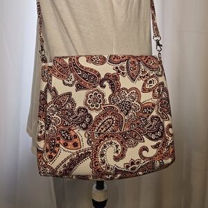 Canvas Paisley Crossbody Bag - Cream & Rust